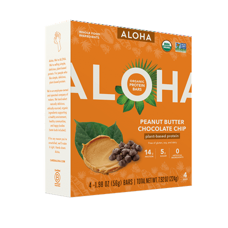 ALOHA Organic Peanut Butter Chocolate Chip Protein Bars - 4 Pack
