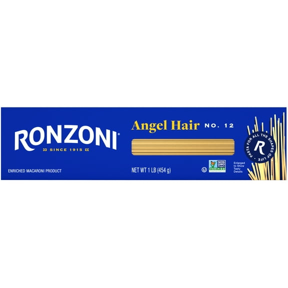 Ronzoni Angel Hair Dry Pasta,Contains Wheat, 16 oz, Fish Free, Shelf Stable, Carton Box