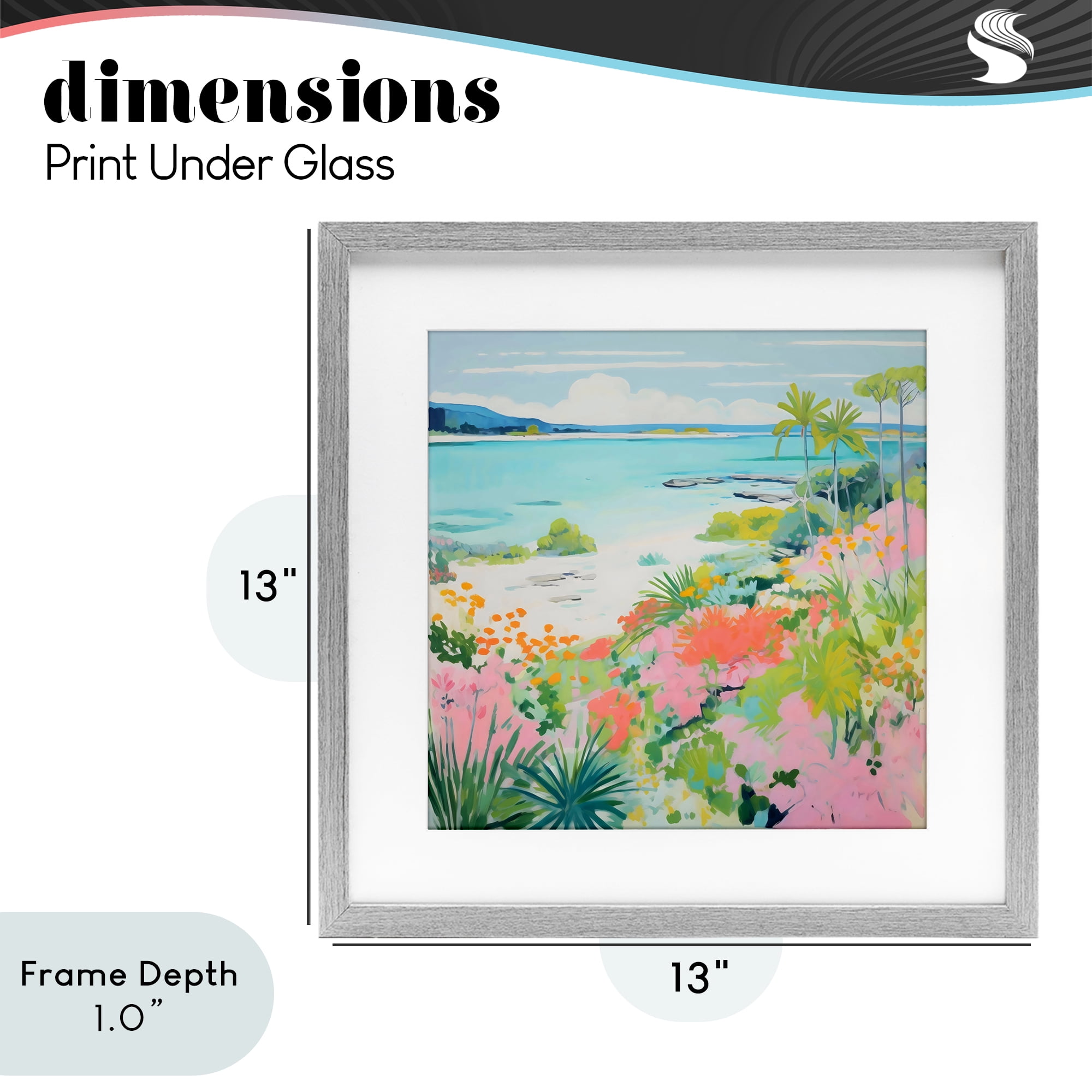 Stupell Industries Tropical Coast Blooming Shoreline Gray Framed Print Under Glass, design by Creative Studio