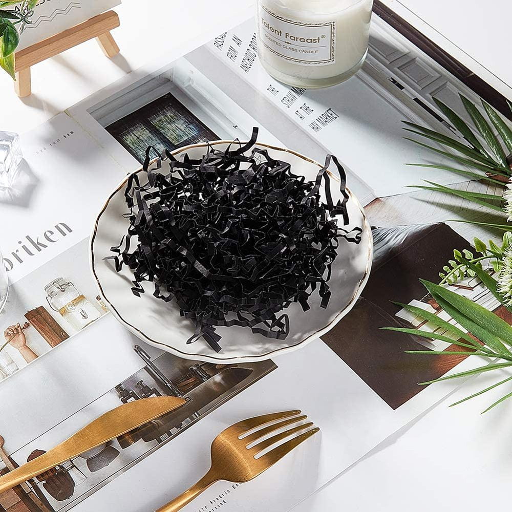 200gs 200g Easter Basket Grass Raffia Gift Filler Black Raffia Kraft Shredded Paper for Gift Wrapping & Basket Filling