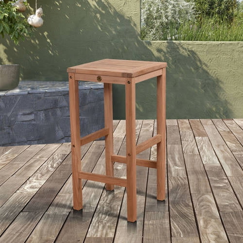 Amazonia Ares Bar Table Set With 4 Texas Teak Wood Barstools, Brown