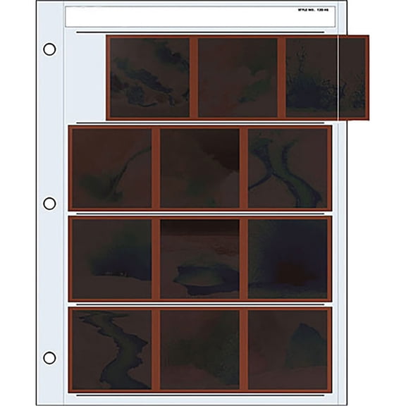 Print File 120 Size Negative Pages Holds Four Strips of Three 6x6 Frames, Pack of 100