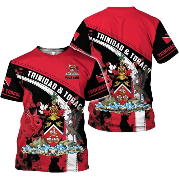 Personalized Trinidad & Tobago Shirts Trinidad and Tobago Coat of Arms Flag 3D Shirts Trinidad Pride Gift (S)