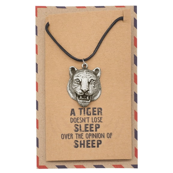 Quan Jewelry Tiger Necklace, Jewelry Gift for Women, Inspirational Gift with Greeting Card