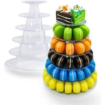 Casewin 6 Tiers Macaron Tower Display Stand, Round Stackable Cookie Dessert Cake Rack Macaroon Carousel Cupcake Holder for Wedding Birthday Party Bakery Decor