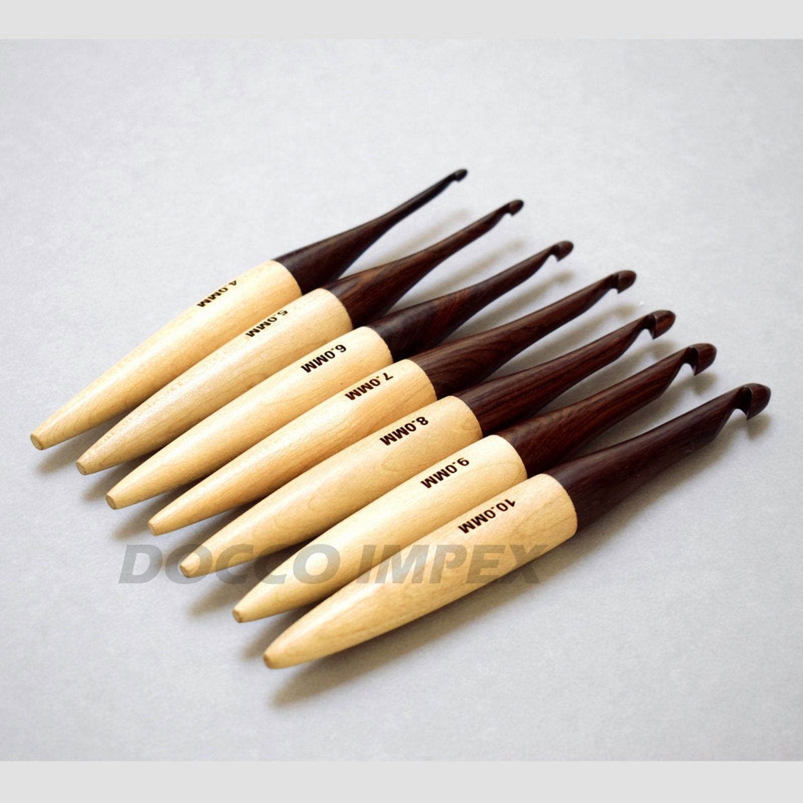 Wooden Premium Crochet Hooks Set of 7 - 4 mm to 10mmYarn Craft Knitting Needle | Wooden Needle Crochet Hooks (Mix Wood)