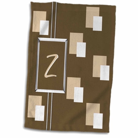 3dRose Elegant Geometric Earth Tone Squares Pattern Monogram Letter Z - Towel  15 by 22-inch