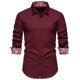thumbnail image 1 of Camisas Para Hombre Slim Fit Camisa de manga larga de color de flor de anacardo con cuello triangular de primavera y otoño para hombre (Red, XL), 1 of 4