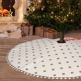 thumbnail image 6 of Yiaed Minimalist Crosshatch Dots Print Christmas Tree Skirt with Pom Pom Trim Christmas Tree Ornaments 30"/36"/48"-48", 6 of 7