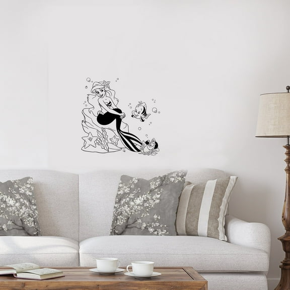 Ariel Sebastian Crab Fish Little Mermaid Cartoon Wall Sticker Art Decal for Girls Boys Room Bedroom Nursery Kindergarten House Fun Home Decor Stickers Wall Art Vinyl Decoration Size (30x30 inch)
