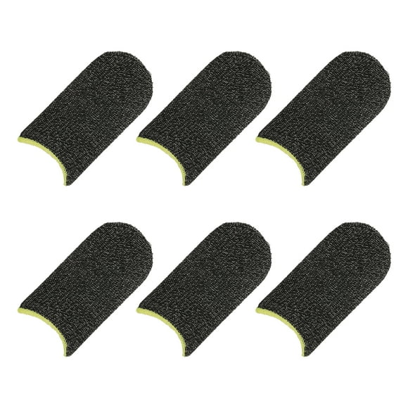 Unique Bargains Mobile Gaming Finger Sleeve Controller Finger Thumb Sleeve Finger Gloves Black/Yellow, Silver Fiber, Pack of 6