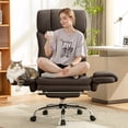 thumbnail image 5 of COOLHUT Big and Tall Office Chair, High Back Executive PU Leather Desk Chair with Footrest, Ergonomic Home Office Chair Computer Chair with Lumbar Support & Padded Armrest, Coffee, 5 of 11