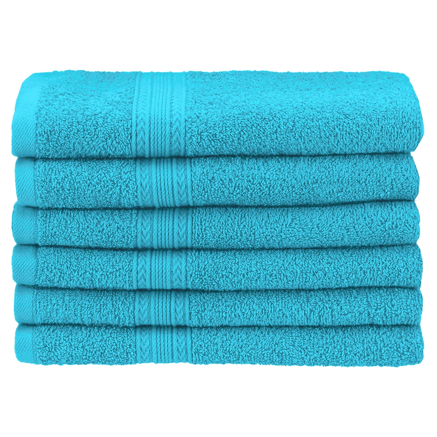 EcoFriendly 6Piece Cotton Hand Towels, Turquoise