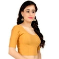 thumbnail image 2 of Chandrakala Women's Readymade Lycra Indian Ethnic Saree Blouse Crop Top Choli-Large, Beige (B179BEI4), 2 of 3