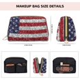 thumbnail image 5 of Naloa America Flag Glitter Leather Makeup Bag for Purse Travel, Portable Small Cosmetic Organizer for Women and Girls, Make up Bag with Zipper, 5 of 8