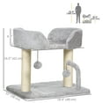 thumbnail image 3 of PawHut Cat Tower, Cat Tree Condo with Sisal Scratching Posts, Light Grey, 3 of 10