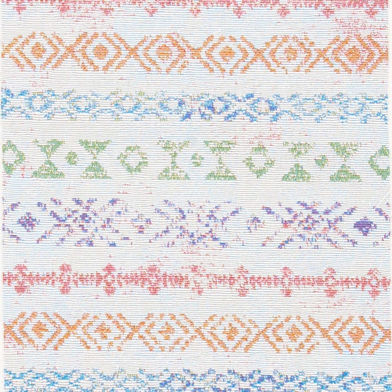 Safavieh Summer Joella Outdoor Geometric Striped Runner, Ivory/Blue, 2' x 8'
