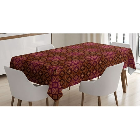 

Damask Tablecloth Abstract Floral Pattern with Medieval Design Ornamental Victorian Image Rectangle Satin Table Cover for Dining Room and Kitchen 52 X 70 Orange Magenta Black by Ambesonne