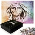 thumbnail image 3 of Ambesonne Colorful Jigsaw Puzzle, Chief Portrait, Heirloom-Quality Fun Activity for Family Durable Cardboard, 1000 pcs, Multicolor, 3 of 6