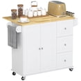thumbnail image 1 of HOMCOM Îlot de Cuisine sur Roulettes Chariot de Cuisine avec Abattant Tiroirs, Blanc, 1 of 10