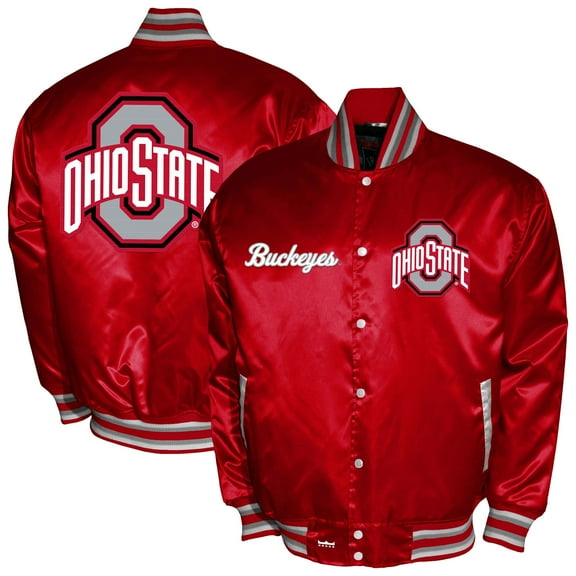 Men's Franchise Club Scarlet Ohio State Buckeyes Satin Full-Snap Jacket