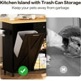 thumbnail image 3 of 48" Rolling Kitchen Island with Drop Leaf & Trash Can Storage, Kitchen Island Cart with Spice Rack & Towel Rack, Mobile Island Table, 3 of 8