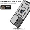 thumbnail image 6 of Rugged Case for Samsung Galaxy A32 5G Shockproof Phone Case with Camera Lens Slide Cover and Ring Holder Kickstand, Support Magnet Car Mount, Military Grade Heavy Duty Protection Cover, Silver, 6 of 7
