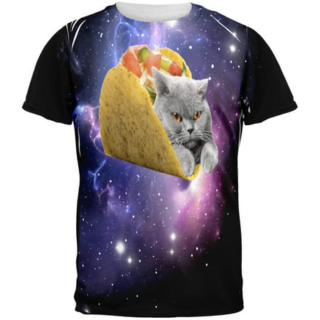 Taco Space Cat Adult Black Back T-Shirt - Walmart.com