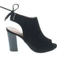 thumbnail image 6 of Chase & Chloe Marcy-1 Women's Back Lace Up Cut Out High Block Heel Ankle Booties, Black, 6, 6 of 7