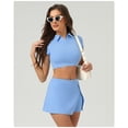 thumbnail image 3 of PISONIC 2 Piece Tennis Dress for Women High Waist Pleated Tennis Skirt with Shorts Short Sleeve Crop Golf Workout Skirts Sets, 3 of 6