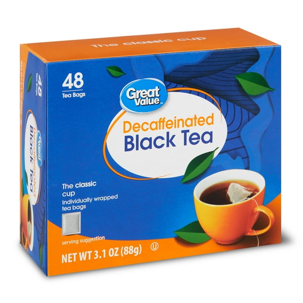 Great Value Decaffeinated Black Tea Bags, 3.1 oz, 48 Count Walmart