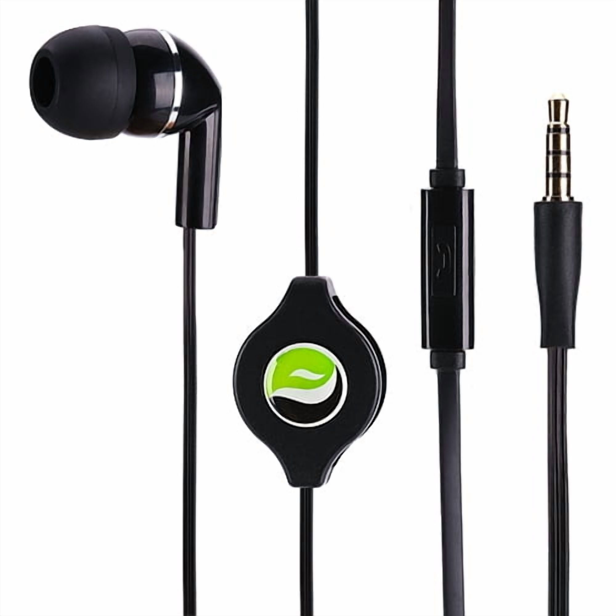 Retractable Mono Earphone for Motorola Moto Tab G62/Tab G70 - Headphone 3.5mm w Mic Headset Handsfree Earbud Earpiece Microphone