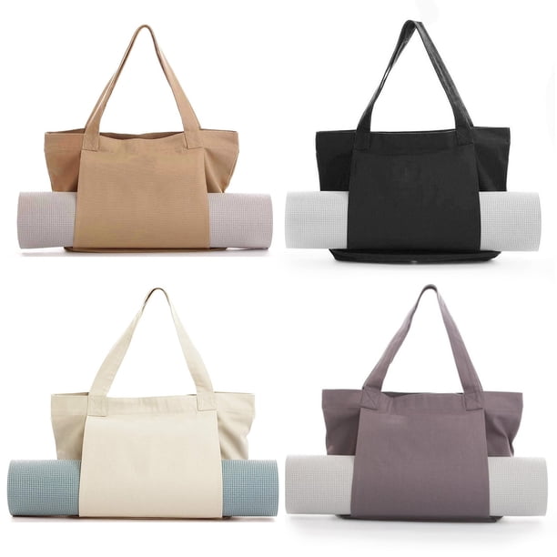 Xihbxyly Bolsa de Lona, Bolsillo para Esterilla de Yoga, Gran Capacidad, Diseño Versátil, Ideal para Viajes, Playa, Oficina, Gimnasio, Pilates, para Entusiastas Del Fitness, 45 X 35 Cm, Color Negro,