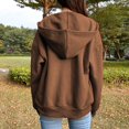 thumbnail image 6 of Outfmvch Long Sleeve Shirts For Women Sweaters For Women Street Long Sleeve Hooded Zipper Solid Color Casual Sweatshirt Sweatshirt Coffee L, 6 of 7