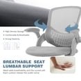 thumbnail image 3 of Desk Chair, Ergonomic Home Office Chair with Flip-Up Armrests, Rolling Chair with Lumbar Support, Executive Height Adjustable Swivel Task Chair, Grey, 3 of 8
