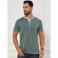 thumbnail image 4 of DARING DIVA Men's Henley V-Neck Colorblock Button Down Short Sleeve T-Shirt 2XL Green, 4 of 7