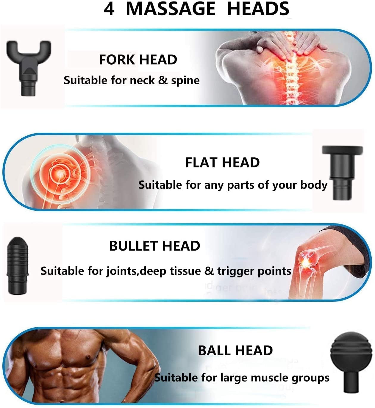 6 Speeds Massage Gun, Cordless Handheld Deep Tissue Muscle Massager, Chargeable Percussion Device Super Quiet (Black)