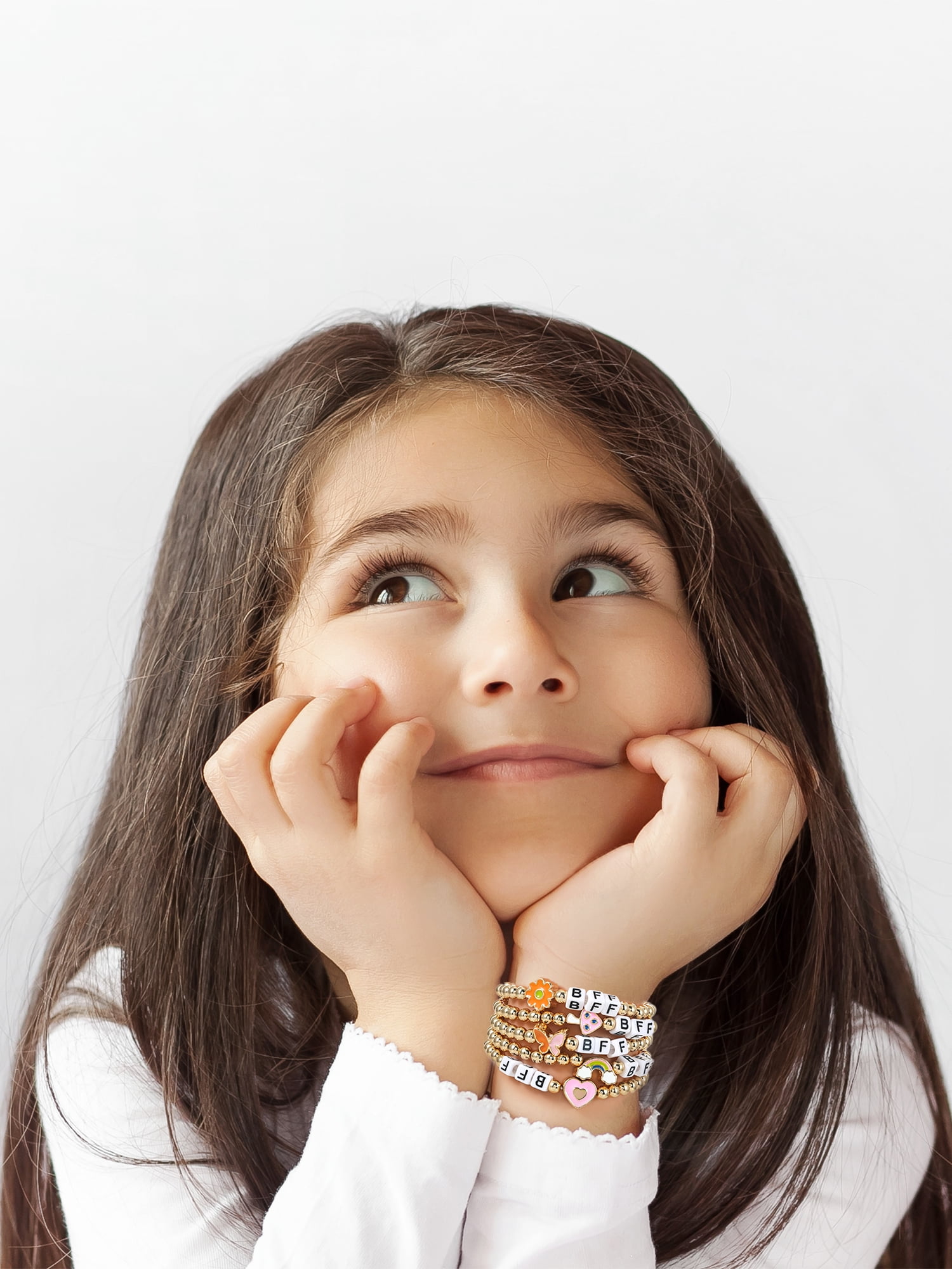 Wonder Nation Wear-One-Share-One BFF Beaded Stretch Bracelets for Girls, 5 Pieces