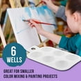 thumbnail image 5 of U.S. Art Supply 6-Well Plastic Rectangular Artist Painting Palette - Paint Color Mixing Tray - Kids, Art Students, Classroom, Class Craft Projects, Fun Parties - Brush Mix Acrylic, Oil, Watercolor, 5 of 5