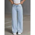 thumbnail image 2 of Womens High-Waisted Wide-Leg Y3k Jeans Fashion Casual Pants with Bow Embroidered Pockets,M, 2 of 7