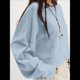 thumbnail image 5 of Sudadera Corta de Larga con Cuello Redondo para Mujer, Lindas y Holgadas. Azul XL, 5 of 10