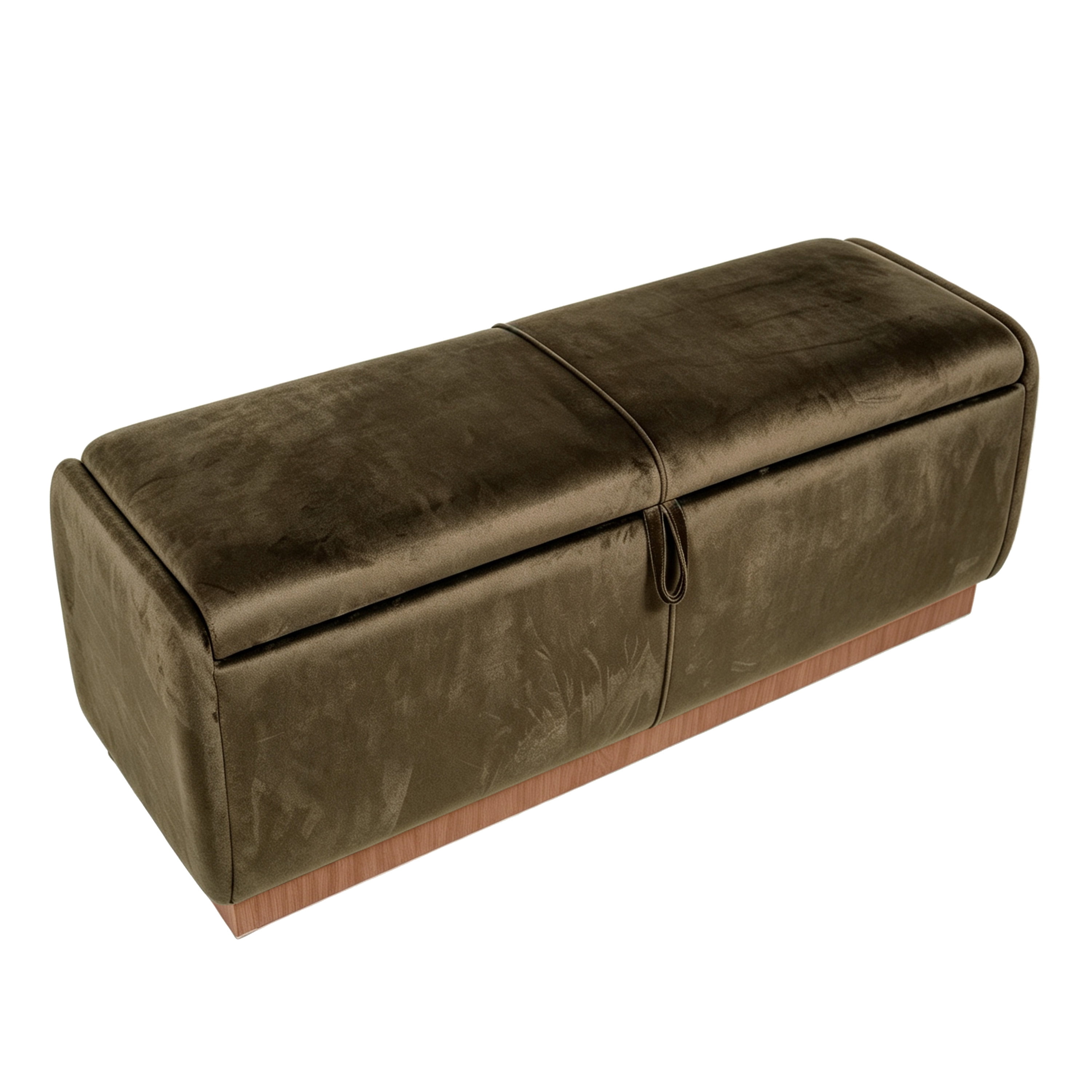 Euroco 47.2" Storage Ottoman Bench,Upholstered Footrest Entryway Bench, End of Bed Bench for Living Room Bedroom,Brown