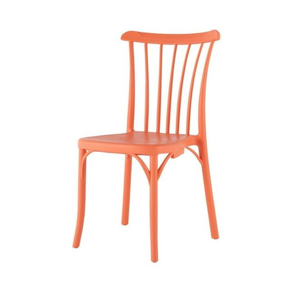 HomeRoots 565182 22 in. Salmon Heavy Duty Plastic Outdoor Stacking Dining Chairs - Set of 4