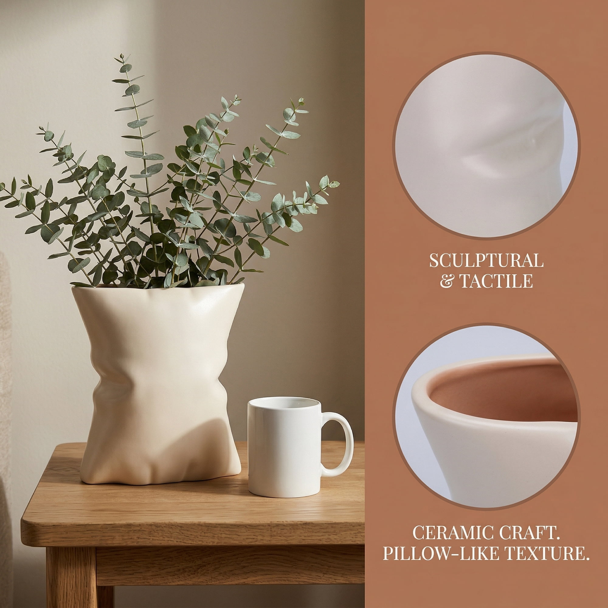 Unique Bargains Modern Ceramic Large Opening Flower Vase Yafen 5.6"L x 4.2"W x 6.2"H