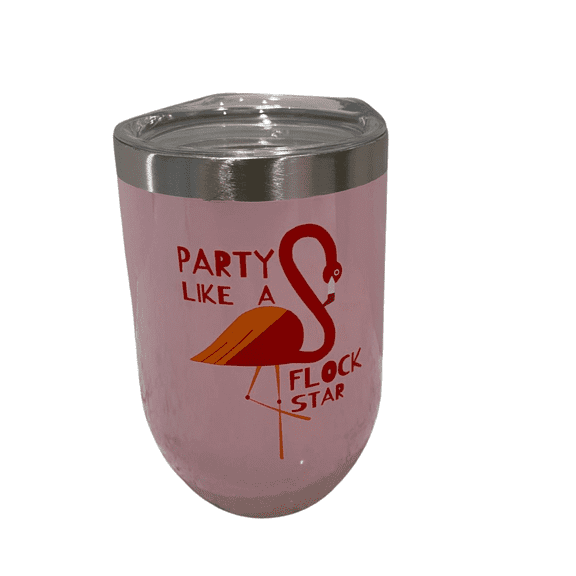 Party Like a Flock Star 12oz Stainless Steel Insulated Tumbler with Lid – Flamingo Pink