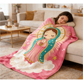 thumbnail image 6 of Anime Style Our Lady of Guadalupe Flannel Throw Blanket - Soft Cozy Pink Catholic Christian Gift for Women, Easter, Birthday, Christmas,Versatile Blanket for Bed, Couch, Sofa & Home Decor (59×79 in), 6 of 8