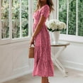 thumbnail image 5 of bnaln Womens Casual Summer Dresses Short Sleeve Square Neck Smocked Boho Floral Sundress Loose Flowy A-Line Midi Dress Beach Cover Up Vacation Sun Dresses Holiday Outfits, 5 of 9