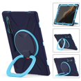 thumbnail image 3 of Dteck Samsung Galaxy Tab S8 Ultra Case 14.6 inch 2022 with Ring Stand, Heavy Duty 360 Rotating Multi-Functional Grip Stand Rugged Shockproof Fully-Body Rugged Cover, Navy+Blue, 3 of 8