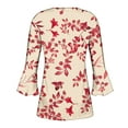 thumbnail image 5 of BADHUB 3/4 Sleeve Tops for Women Plus Size Bell Sleeve Pleated Tunic Blouses Retro Floral Printed Shirts Henley V Neck Tee Shirt Dressy Button Outfits S-5XL, 5 of 5