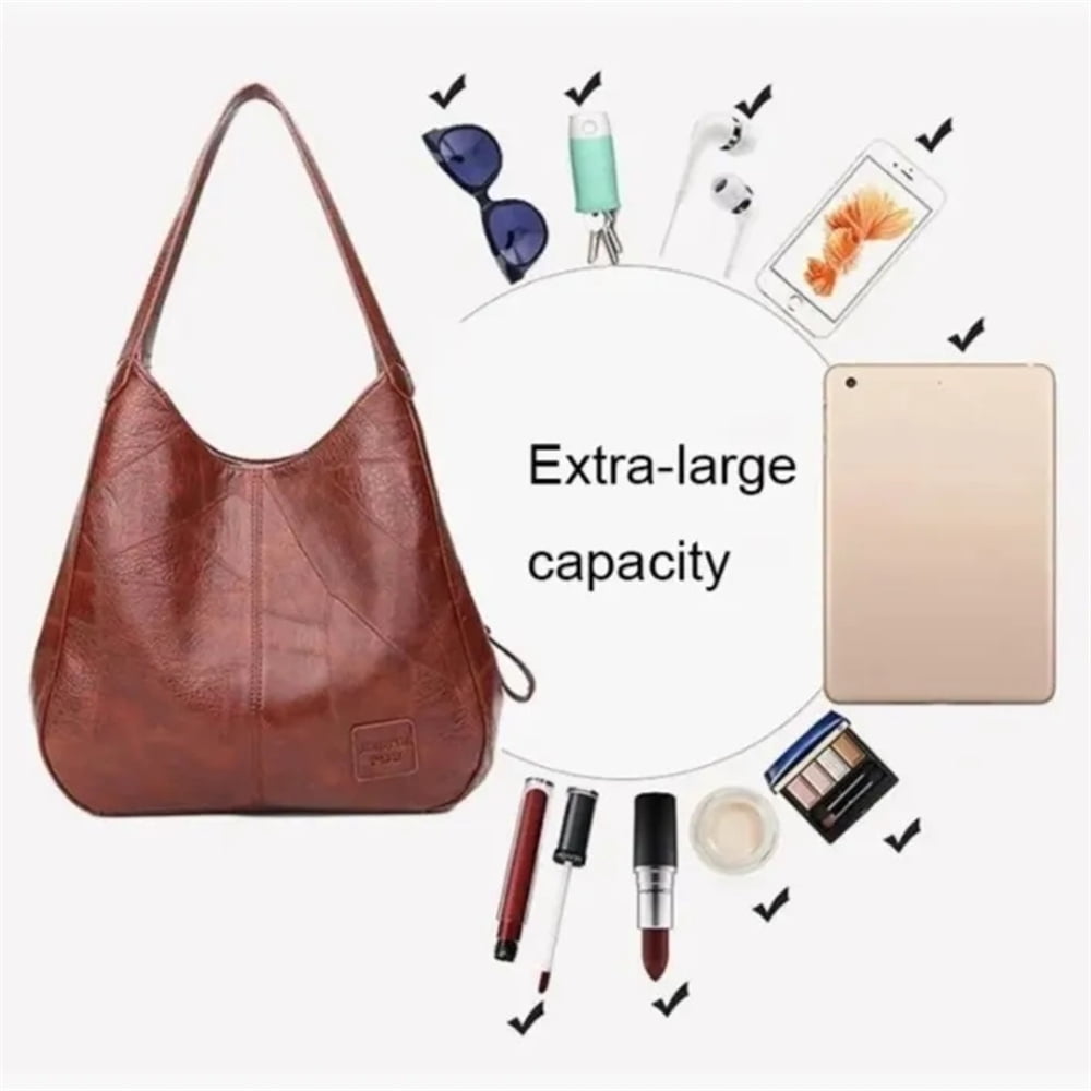  Women's Handbags,Large Capacity Ladies Hand Bags PU Leather  Women Shoulder Bags Handbags Women Bags Designer 24x8x18cm-1 : ביגוד,  נעליים ותכשיטים